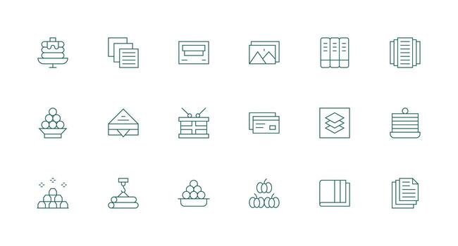18 Minimal Line Icons for Stack Graphics Core Icon Collection for Daily Tasks vector