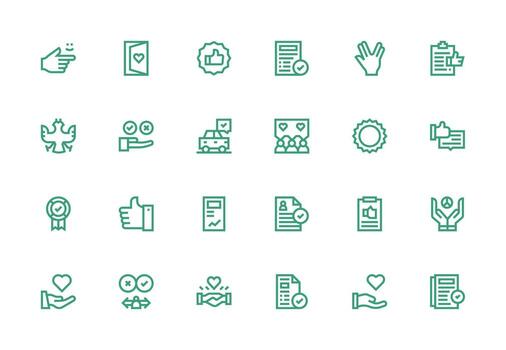 24 Thick Line Line Style Icons from Acceptance Collection Interface Icons for Daily Use vector