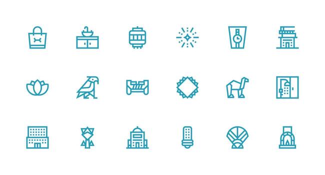 Modern Icon Set with 18 Strong Stroke Line Graphics Scalable Icons for Cross-Platform Interfaces vector