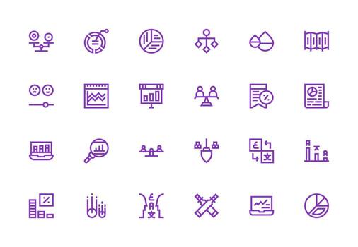 24 Thick Line Line Vectors for Comparison Theme Icon Set for Web