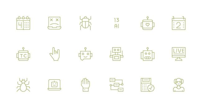 18 Program Icons in Minimal Line Aesthetic Interface Icon Collection for Daily Projects vector