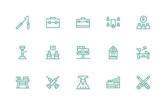 15 regular línea diseños para taller íconos limpiar icono colección para web utilizar vector