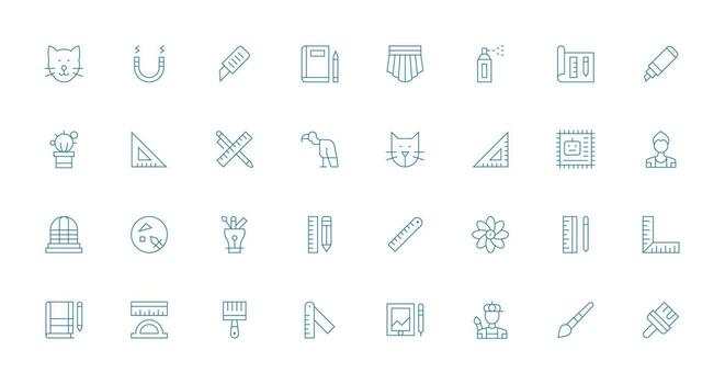32 íconos para dibujo en Delgado línea formato simplificado icono paquete para visual herramientas vector