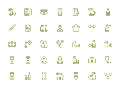 Regular Clean Line Icons from Medication Set with 35 Vectors Pixel Perfect Icons for Modern Apps