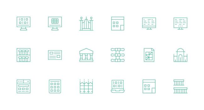 columnas visual paquete conteniendo 18 mínimo línea íconos completar icono conjunto para móvil aplicaciones vector