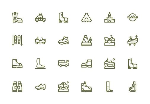 Thick Line Line Style Terrain Icons with 24 Vectors Complete Icon Set for Mobile Apps
