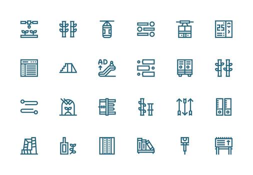 Vertical Set with 24 Thick Line Line Icons Interface Icon Collection vector