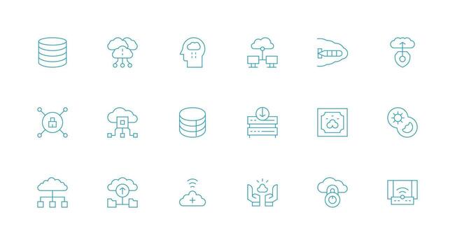 nube informática diseño íconos presentando 18 en mínimo línea estilo escalable íconos para multiplataforma interfaces vector