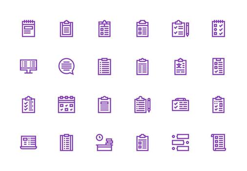 24 íconos para Tareas en grueso línea línea formato básico icono serie vector