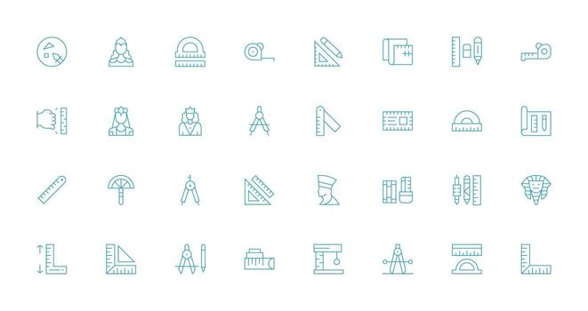 Ruler featuring 32 Icons in Thin Line Design Design Ready Icon Set for Teams vector