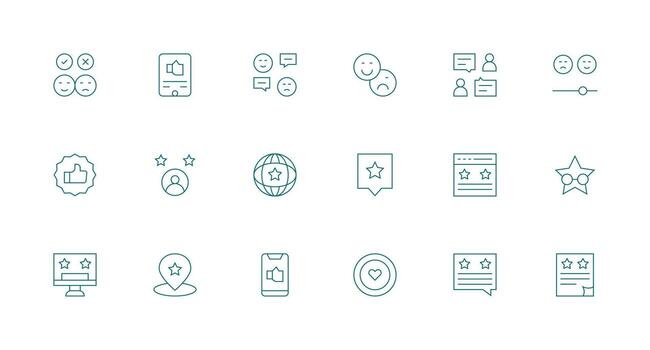 Minimal Line Style Rating Icons with 18 Vectors Web Icon Collection