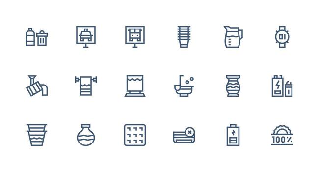 Full Icon Set with 18 Strong Stroke Line Graphics Organized Icon Pack for Quick Access vector