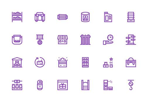 Logistic Design Icons featuring 24 in Thick Line Line Style Simple Icons for Interface and Wireframes vector