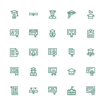 Medium Stroke Outline Icons from Diploma Set with 25 Vectors Balanced Icon Set for Functional Design