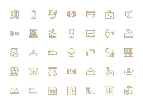 35 íconos para compacto en regular limpiar línea formato icono conjunto para web vector