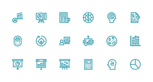 18 Strong Stroke Line Style Icons from Analysis Collection Customizable Icon Series for Mobile Screens vector