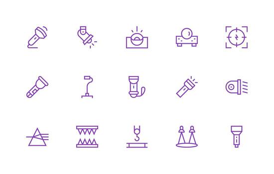15 Regular Line Style Icons from Beam Collection Simplified Icon Pack for Visual Tools vector