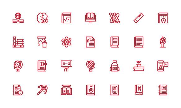 Learning Icon Set with 28 Bold Line Graphics Simplified Icon Pack for Visual Tools vector