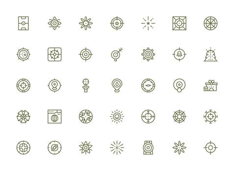 35 íconos para centrar en regular limpiar línea formato compacto icono conjunto vector