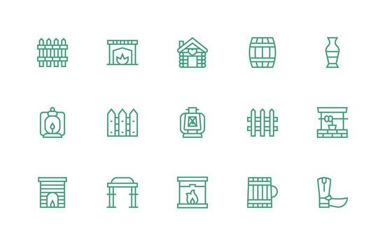 15 Regular Line Icons for Rustic Graphics Glyph Icon Series vector