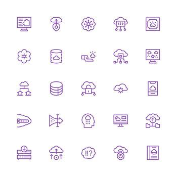 Cloud Computing including 25 Medium Stroke Outline Illustrations Multi-Purpose Icon Pack for Templates vector
