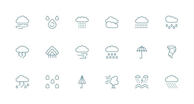 Stormy Visual Pack containing 18 Minimal Line Icons Quick Access Icons for UI Development vector
