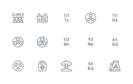 15 Regular Line Style Icons from Nuclear Collection Functional Icon Series vector