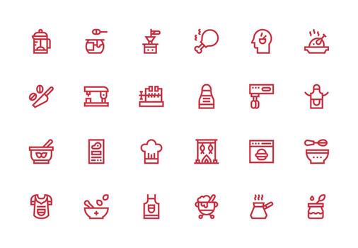 24 Icons for Preparation in Thick Line Line Format Dashboard Icon Series vector