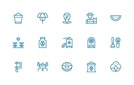 15 Icons for Agriculture in Regular Line Format Icon Set for Apps vector