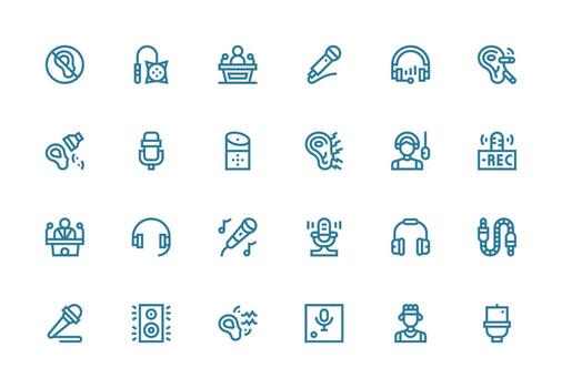 24 Icons for Microphone in Thick Line Line Format Interface Icon Collection for Daily Projects vector