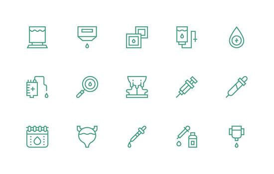 15 Regular Line Style Icons from Fluid Collection Icon Set vector