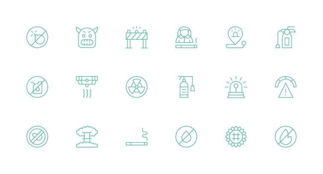 Minimal Line Style Danger Icons with 18 Vectors Dashboard Icon Series