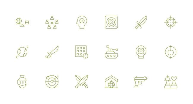 estrategia visual paquete conteniendo 18 mínimo línea íconos mínimo icono conjunto para interfaz proyectos vector