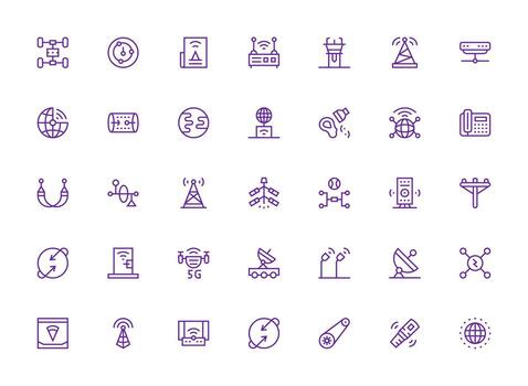 Regular Clean Line Icons from Transmission Set with 35 Vectors Icon Pack for Various Themes