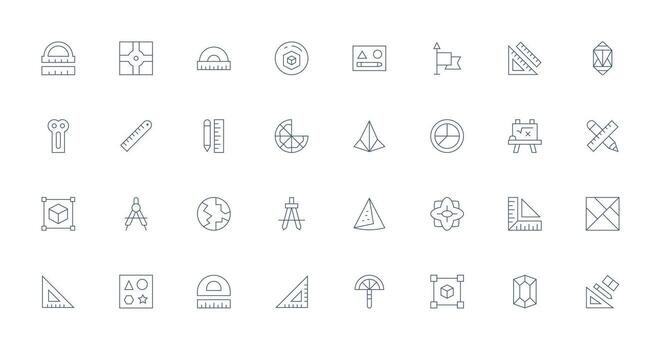 32 Delgado línea vectores para geometría tema equilibrado icono conjunto para funcional diseño