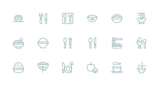18 Icons for Eating in Minimal Line Format Web and App Icon Pack Collection vector