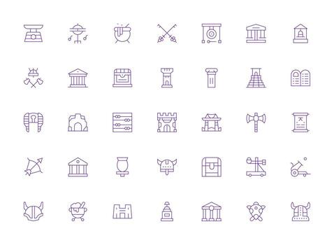 35 íconos para antiguo en ligero línea formato icono conjunto para proyectos vector