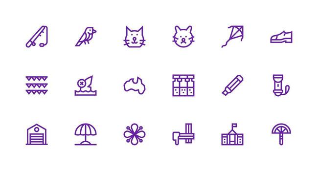 Line Design Icons featuring 18 in Strong Stroke Line Style Design Ready Icon Set for Teams vector