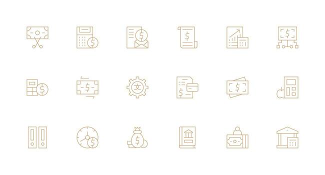 Accounting Icon Collection with 18 Minimal Line Designs Reliable Icons for All Interfaces vector