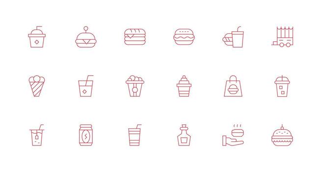Minimal Line Icons from Fast Food Set with 18 Vectors Neutral Style Icons for Any Project