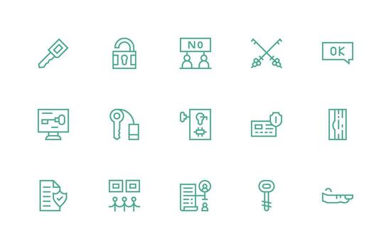 15 Regular Line Icons for Permission Graphics Editable Icon Collection vector