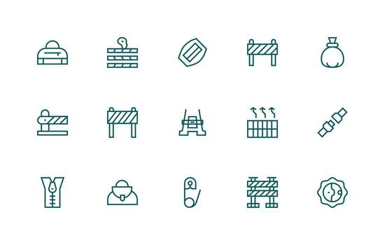 Closure Design Icons featuring 15 in Regular Line Style Smart Icon Collection vector