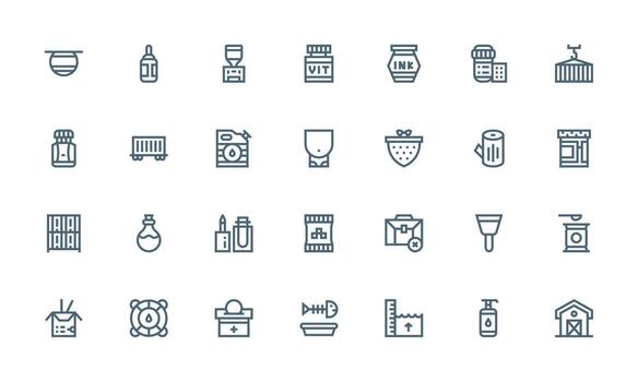 28 Bold Line Icons for Container Graphics Balanced Icon Set for Functional Design vector
