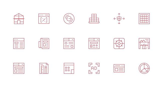 18 Minimal Line Style Icons from Layout Collection Essential Icon Set for Teams vector