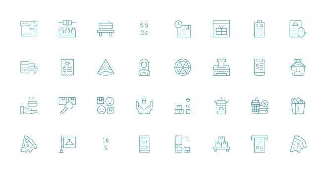 32 Thin Line Icons for Order Graphics Multi-Purpose Icon Pack for Templates vector
