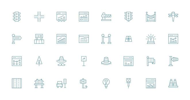 Thin Line Style Traffic Icons with 32 Vectors Scalable Icons for Cross-Platform Interfaces
