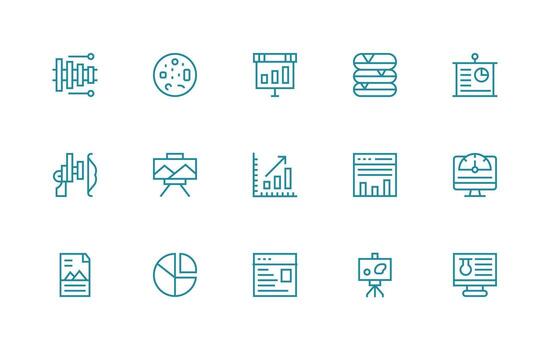 15 datos visualización íconos en regular línea estético editable icono colección vector