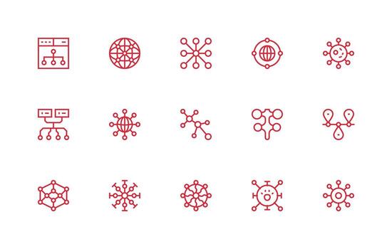 Enlaces conjunto con 15 regular línea íconos usuario interfaz íconos para digital productos vector