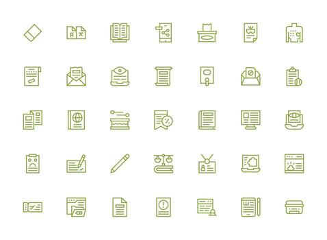 Regular Clean Line Style Document Icons with 35 Vectors Versatile Icon Collection for Designers