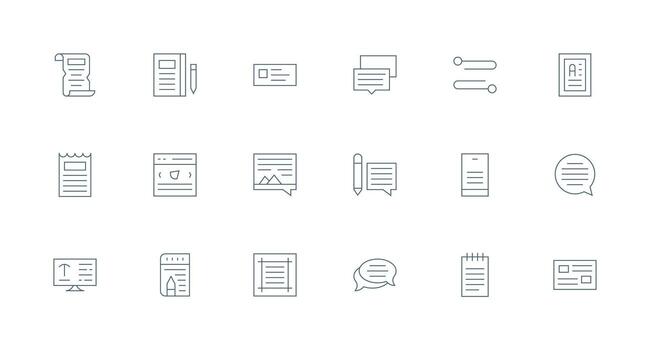 Paragraph Icon Set with 18 Minimal Line Graphics Simple Icon Pack vector